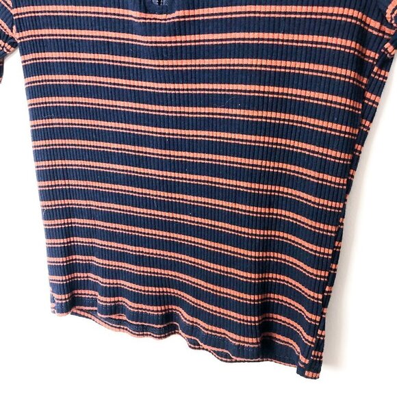 Sky and sparrow Zip Up Collared Striped Crop Top - Picture 3 of 6